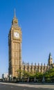 Diagonal view of Big Ben clock tower in London, England Royalty Free Stock Photo