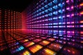 diagonal view of led screen pixels in a grid