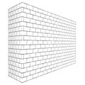 Diagonal white brick wall texture with a perspective is isolated on white background. Royalty Free Stock Photo