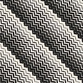 Diagonal zigzag lines seamless pattern. Vector halftone transition texture