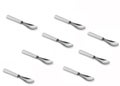 Diagonally arranged eight silver metal cooking spatula