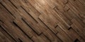 Diagonally arranged warm brown wooden boards or planks randomly shifted surface background texture, empty floor or wall hardwood