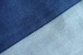 Diagonally sewn fabric in shades of blue Royalty Free Stock Photo