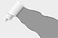 Diagonally snatched middle of white paper with paper curl and gray background of resulting hole. Vector template paper design