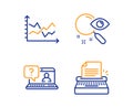 Diagram chart, Search and Faq icons set. Typewriter sign. Presentation graph, Find document, Web support. Vector Royalty Free Stock Photo