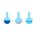 Diagram of chemical experiment which shows the reaction between two soluble compounds with a formation of precipitate.