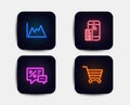 Diagram, Contactless payment and Discounts icons. Market sale sign. Growth graph, Phone money, Best offer. Vector