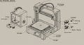 Diagram of a 3D printer illustrating its components. The main unit Royalty Free Stock Photo