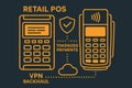 Diagram Explains Connection Between Retail POS and Payment Devices Using VPN for Secure Transactions and Tokenized Royalty Free Stock Photo