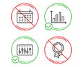 Diagram graph, Dj controller and Calendar icons set. Success sign. Vector Royalty Free Stock Photo