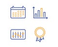 Diagram graph, Dj controller and Calendar icons set. Success sign. Vector Royalty Free Stock Photo