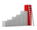 Diagram of growth with a ladder Royalty Free Stock Photo