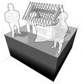 Diagram of house under construction with architect and customer