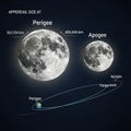 Is larger at perigee 363 104 km from Earth and smaller at apogee 406 Royalty Free Stock Photo