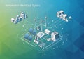 Diagram illustrating a renewable microgrid system. Central Royalty Free Stock Photo