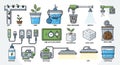 Diagram illustrating various hydroponic systems and components Royalty Free Stock Photo
