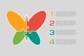 Diagram infographic 4 steps, butterfly puzzle