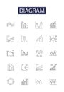 Diagram line vector icons and signs. chart, sketch, graph, map, outline, pattern, schematic, illustration outline vector Royalty Free Stock Photo