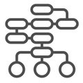 Diagram of logic, sequence or interactions, algorithm line icon, web concept, scheme vector sign on white background Royalty Free Stock Photo
