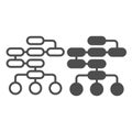 Diagram of logic, sequence or interactions, algorithm line and solid icon, web concept, scheme vector sign on white Royalty Free Stock Photo