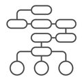 Diagram of logic, sequence or interactions, algorithm thin line icon, web concept, scheme vector sign on white Royalty Free Stock Photo