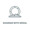 Diagram with medal line icon, vector. Diagram with medal outline sign, concept symbol, flat illustration Royalty Free Stock Photo