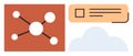Diagram with Network Structure, Notification Box, and Cloud Icon in Minimalist Design Royalty Free Stock Photo