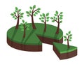 Diagram pie with trees for green statistics
