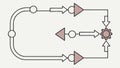 A diagram of a process with a feedback loop and decision points. vector design Generative AI Royalty Free Stock Photo