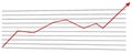 Diagram with red arrow up. Vector illustration Royalty Free Stock Photo