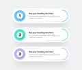 Diagram with three steps with numbers and a place for your text