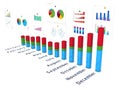 Diagramm with wall of charts in perspective