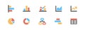 Diagrams, graphs and statistic set flat icon. Vector Royalty Free Stock Photo