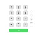 Dial keypad. Touchscreen phone number keyboard interface inspired by apple iphone ios dialer flat vector illustration Royalty Free Stock Photo