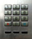 Dial number button on old used public telephone. Royalty Free Stock Photo