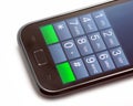 Dial number on touch screen phone Royalty Free Stock Photo
