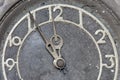The dial of an old clock. Five minutes to midnight Royalty Free Stock Photo