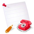 Dial telephone, note, pencil