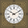 Dial Victorian clock in the style of Big Ben. Vector editable template