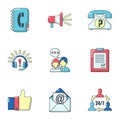 Dialer icons set, cartoon style