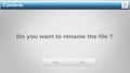 Dialog box is showing confirmation prompt in flat style on grey backdrop with blue titlebar buttons Royalty Free Stock Photo