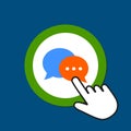 Dialog bubble icon. Chat, communication concept. Hand Mouse Cursor Clicks the Button Royalty Free Stock Photo