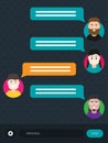 Dialog in chat. Vector flat modern style cartoon character illustration icon design Royalty Free Stock Photo