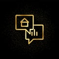 Dialog, finance, talk, chat gold icon. Vector illustration of golden particle background. Real estate concept vector illustration