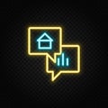 dialog, finance, talk, chat neon icon. Blue and yellow neon vector icon