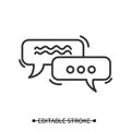 Dialog icon. Rectangular speech bubble pictograms wih text. Thin line vector illustration