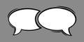 Dialog speech bubble in comic style. Double oval speech bubble isolated in grey background. Vector illustration