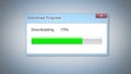 Dialog window with download progress, status bar completed in three quarters