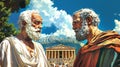 Dialogue of Ancient philosophers, historical reconstruction illustration