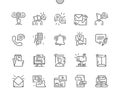 Dialogue assets Well-crafted Pixel Perfect Vector Thin Line Icons Royalty Free Stock Photo